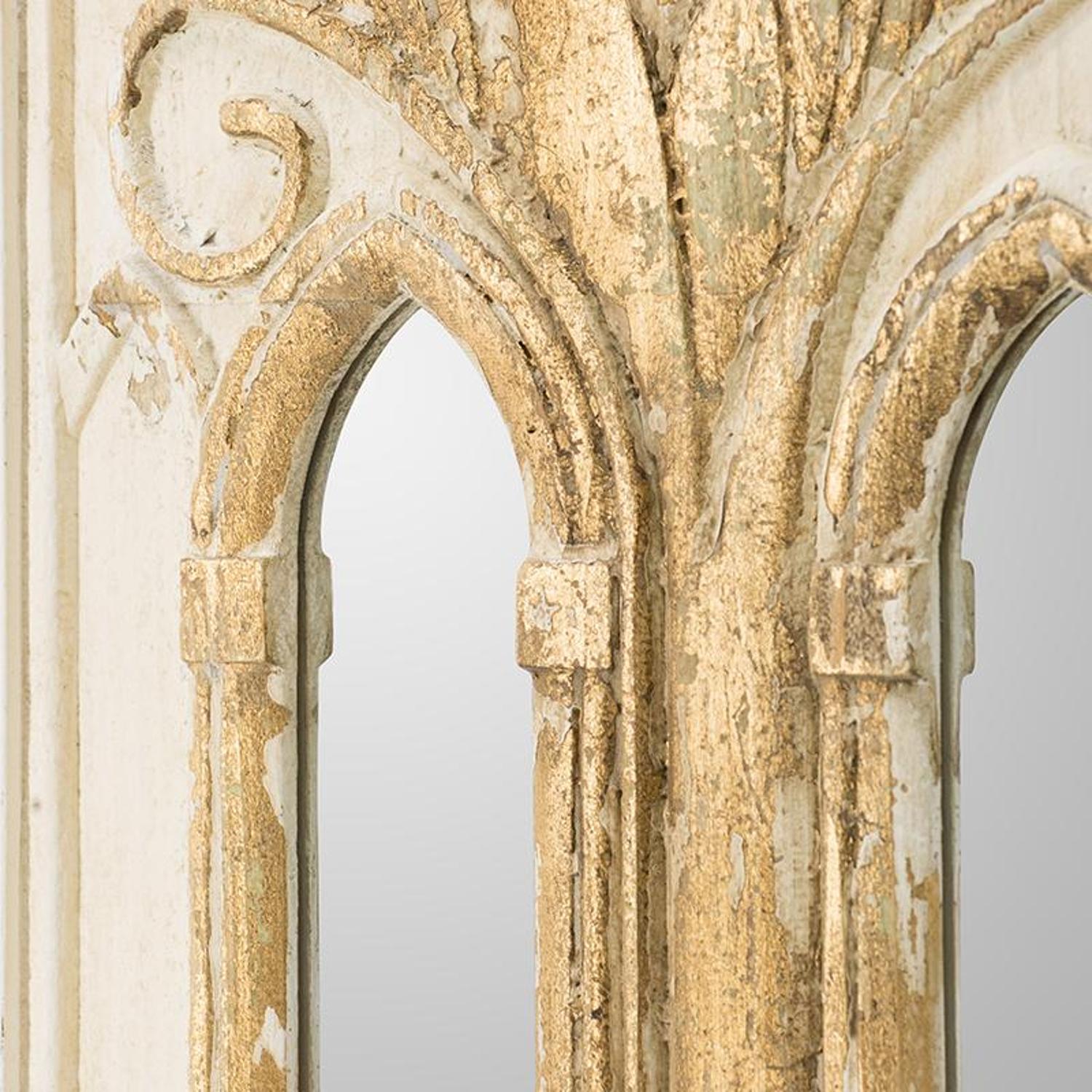 Set of Two 30" White and Gold Wood Framed Accent Mirrors - Bed & Bath