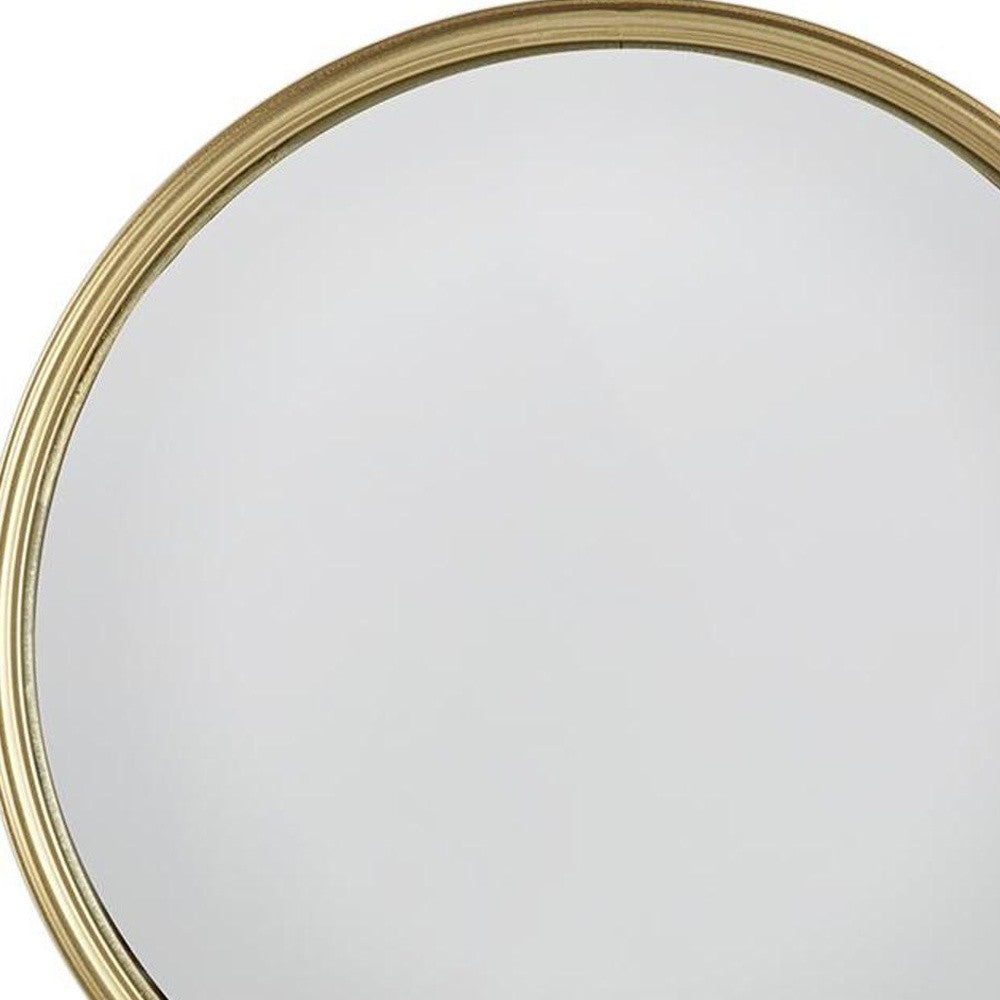 10" Gold Round Iron Textured Framed Accent Mirror - Bed & Bath