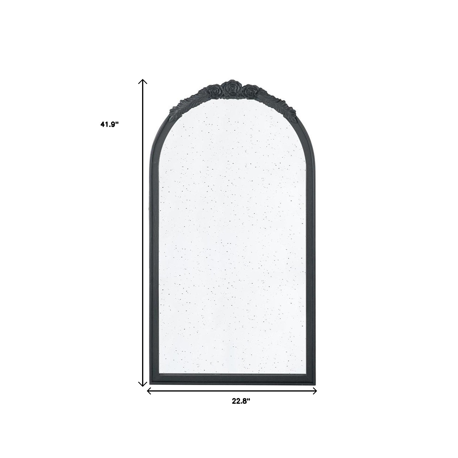 42" Black Crowned Top Antiqued Glass Arch Framed Accent Mirror - Bed & Bath