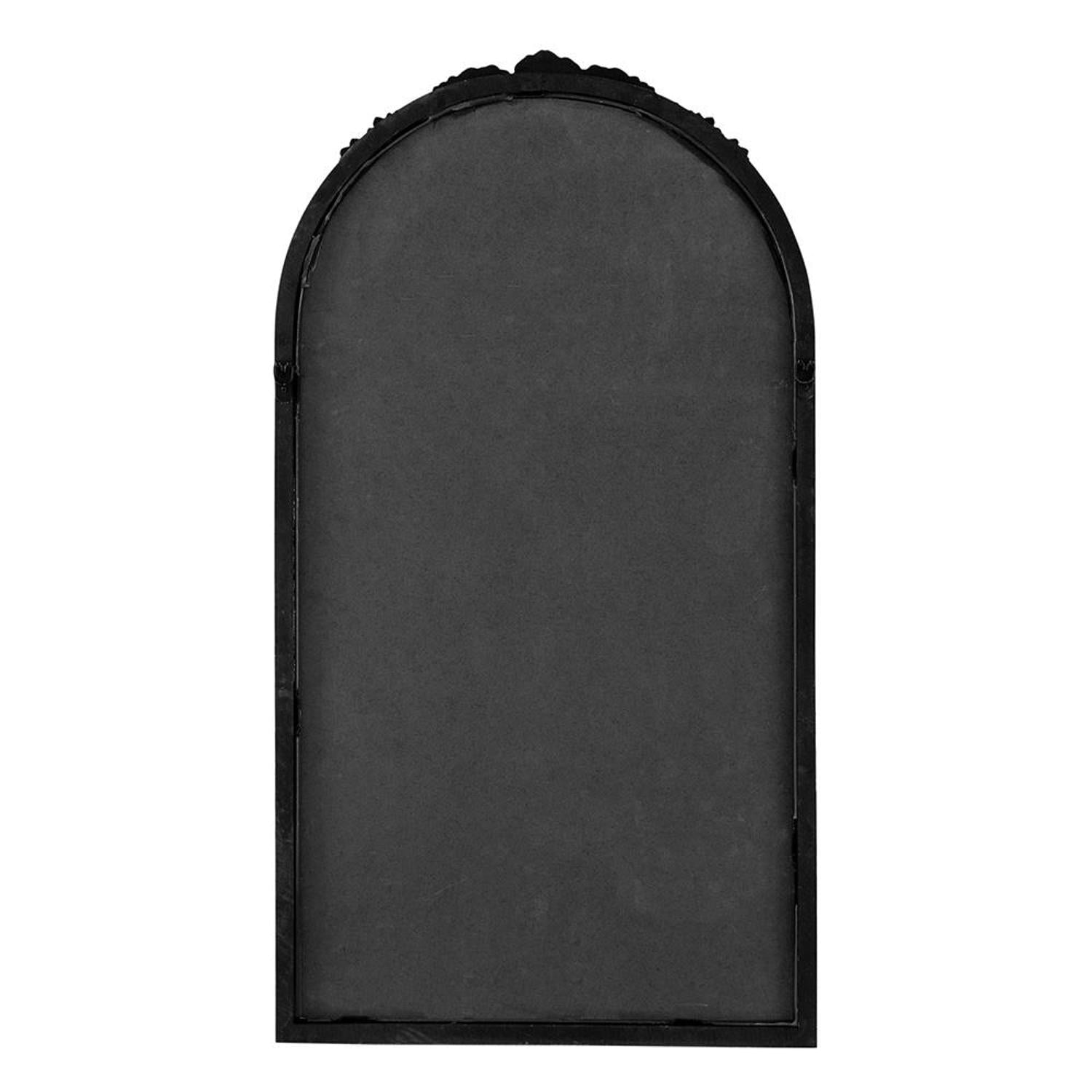 42" Black Crowned Top Antiqued Glass Arch Framed Accent Mirror - Bed & Bath
