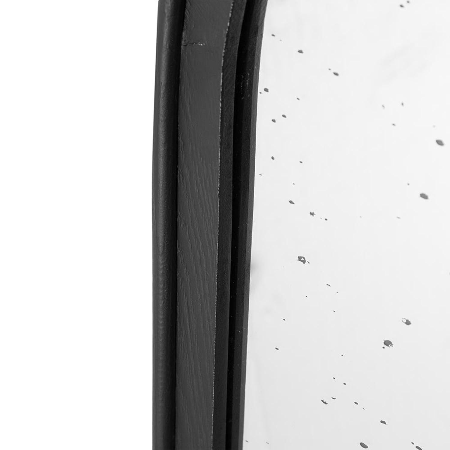 42" Black Crowned Top Antiqued Glass Arch Framed Accent Mirror - Bed & Bath