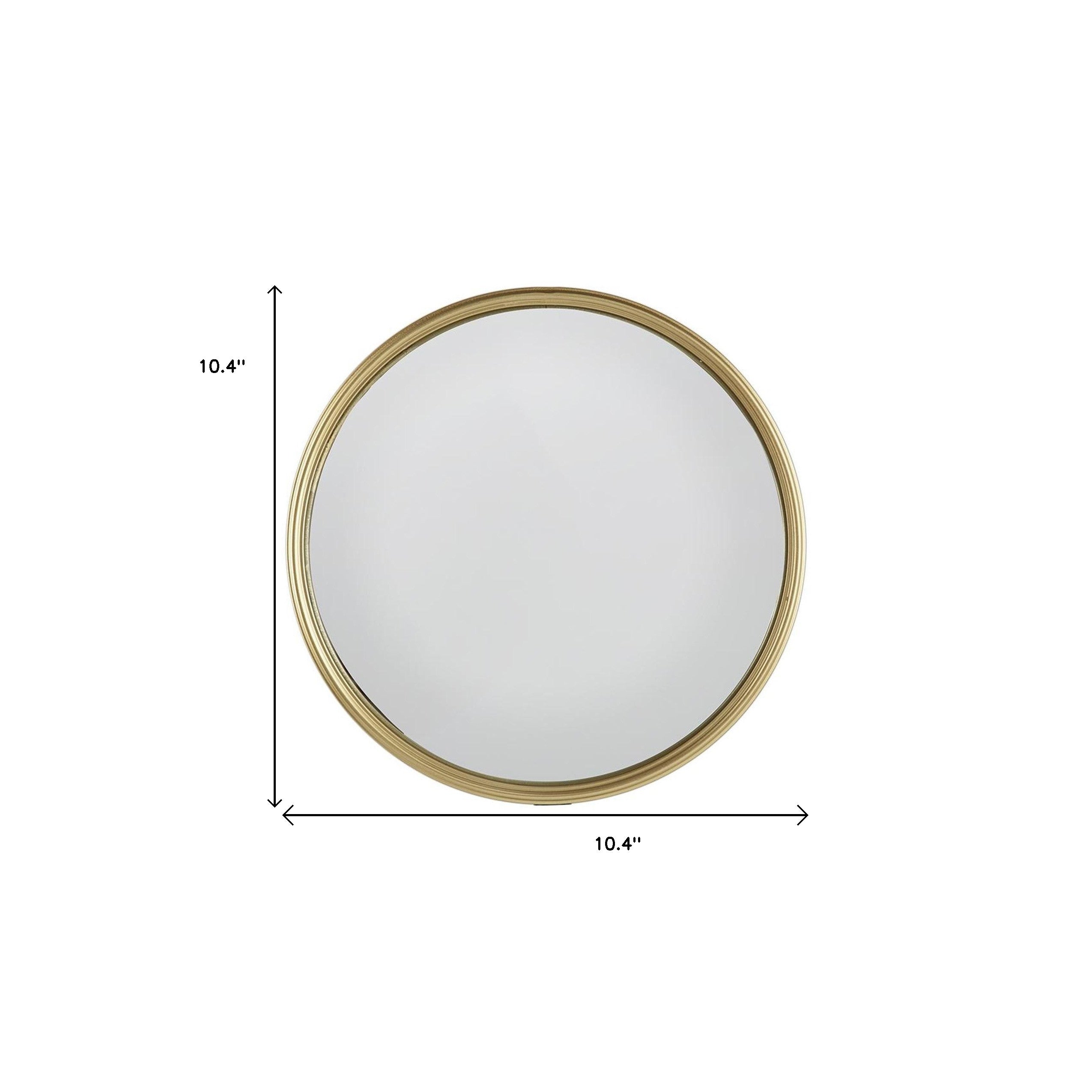 10" Gold Round Iron Textured Framed Accent Mirror - Bed & Bath