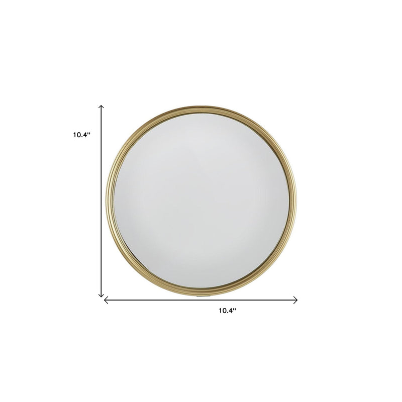 10" Gold Round Iron Textured Framed Accent Mirror - Bed & Bath