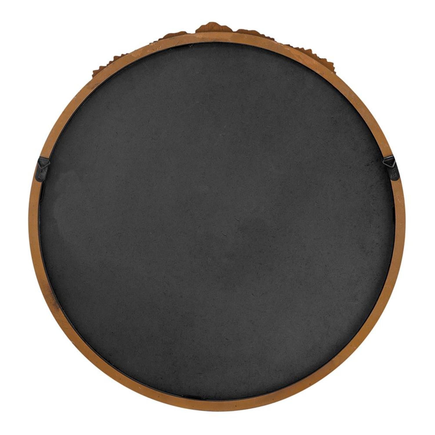30" Brown Crowned Top Antiqued Glass Framed Accent Mirror - Bed & Bath