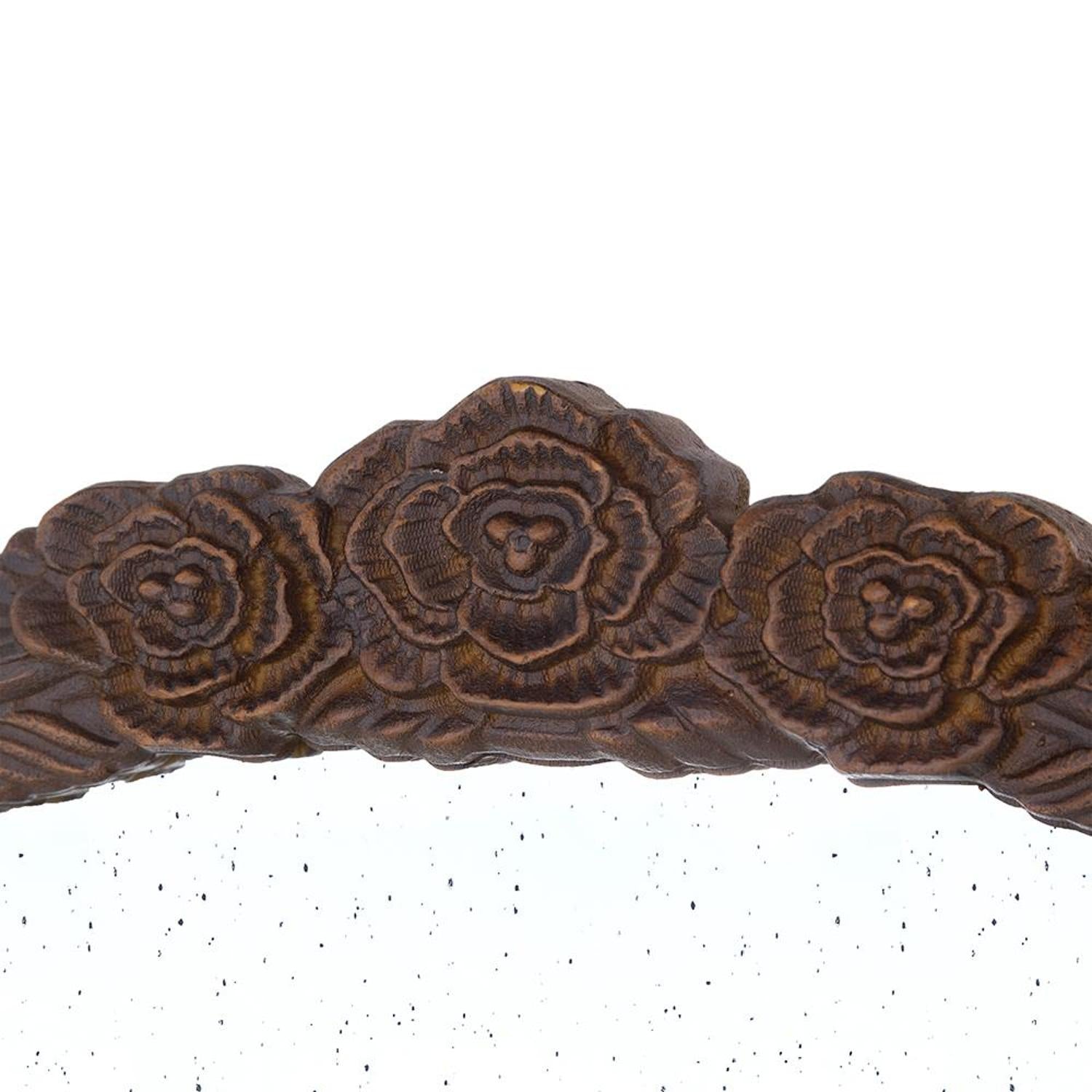 30" Brown Crowned Top Antiqued Glass Framed Accent Mirror - Bed & Bath