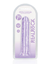 Shots Realrock Crystal Clear 7" Straight Dildo W/suction Cup - Purple - GreatEagleInc