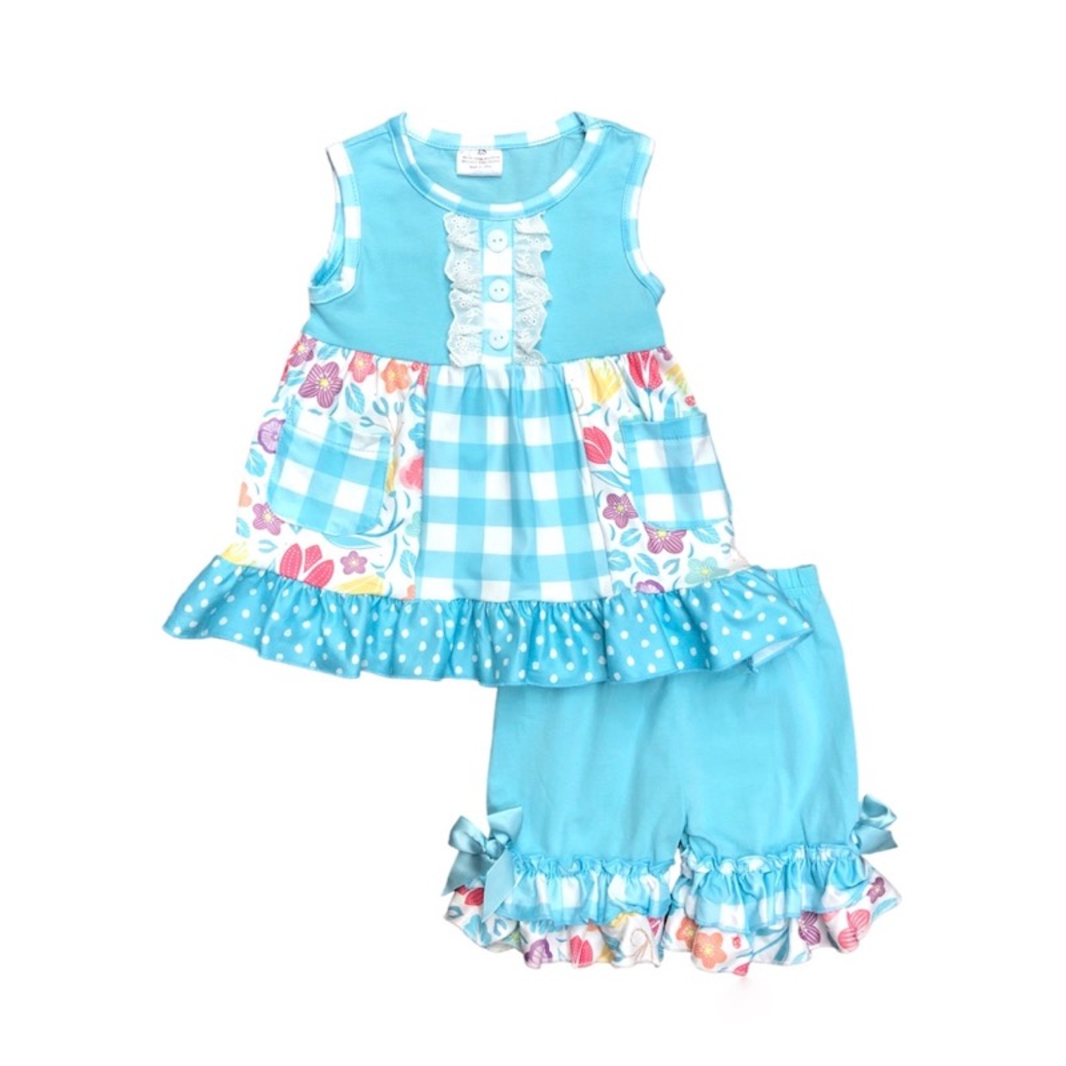 Blue Floral Outfit - 1 / 3T - Girl's