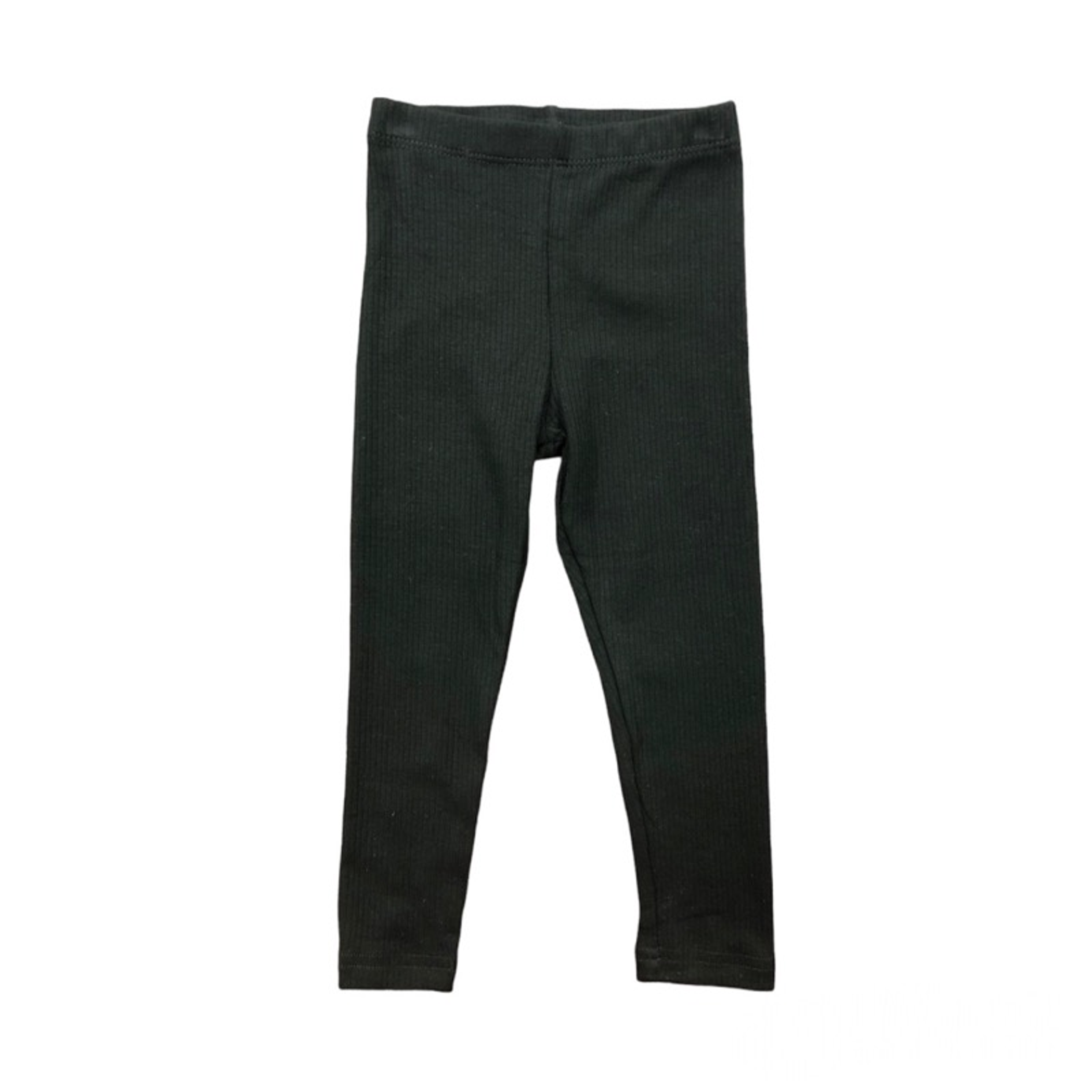 Ribbed black leggings with elastic waistband