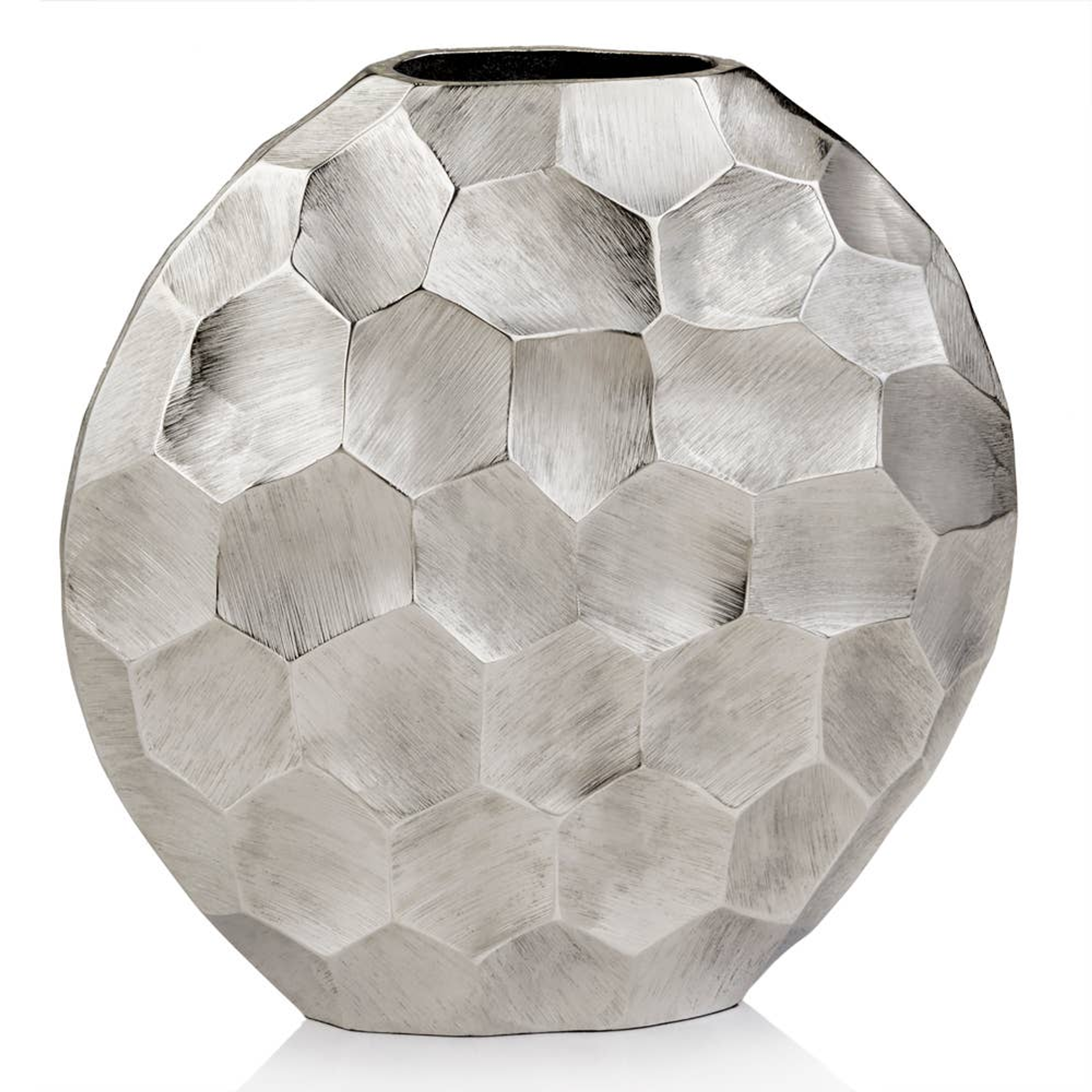 Facetado Round Silver Vase - 1 - Home Decor