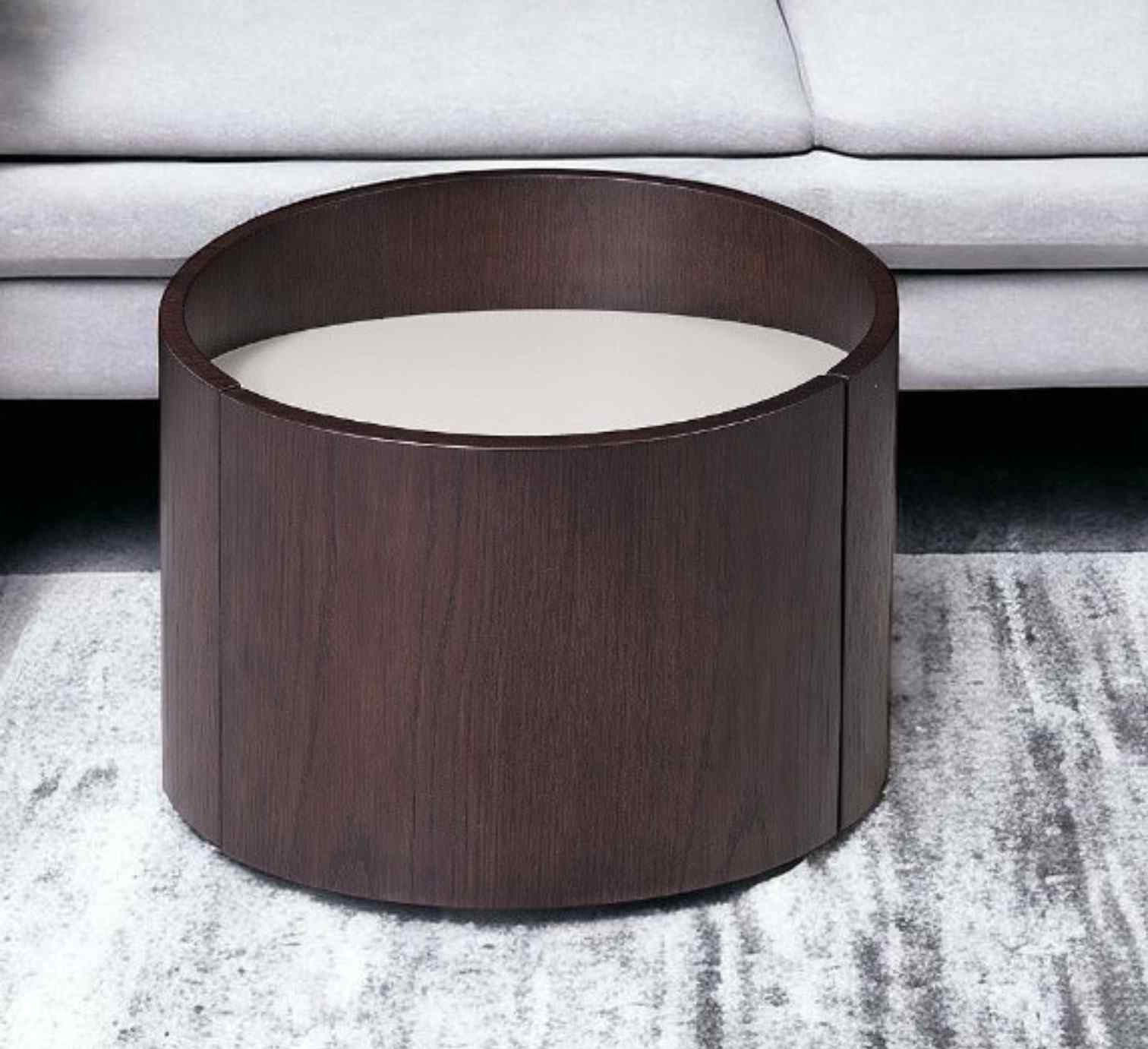 17" Dark Brown Solid Wood Round End Table - Living Room