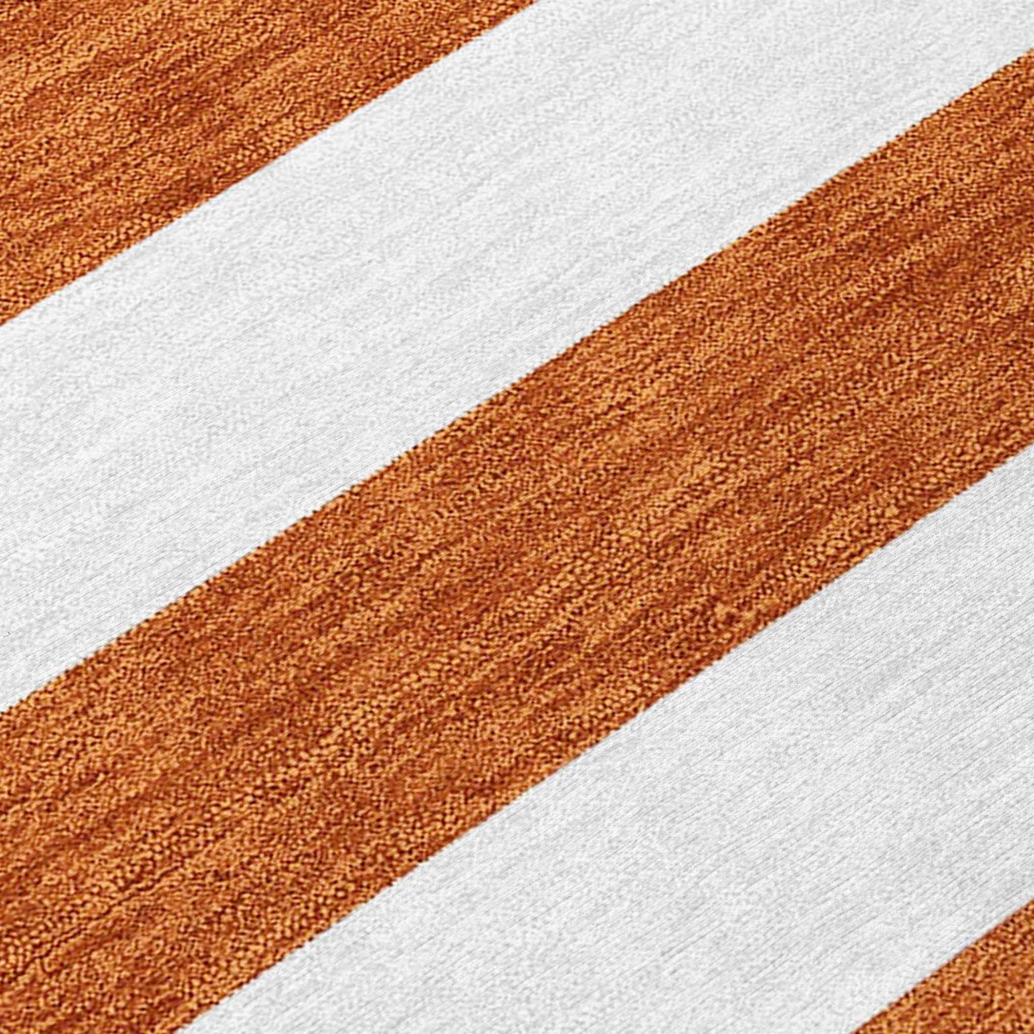 8' Runner Orange Striped Washable Non Skid Indoor Outdoor Runner Rug