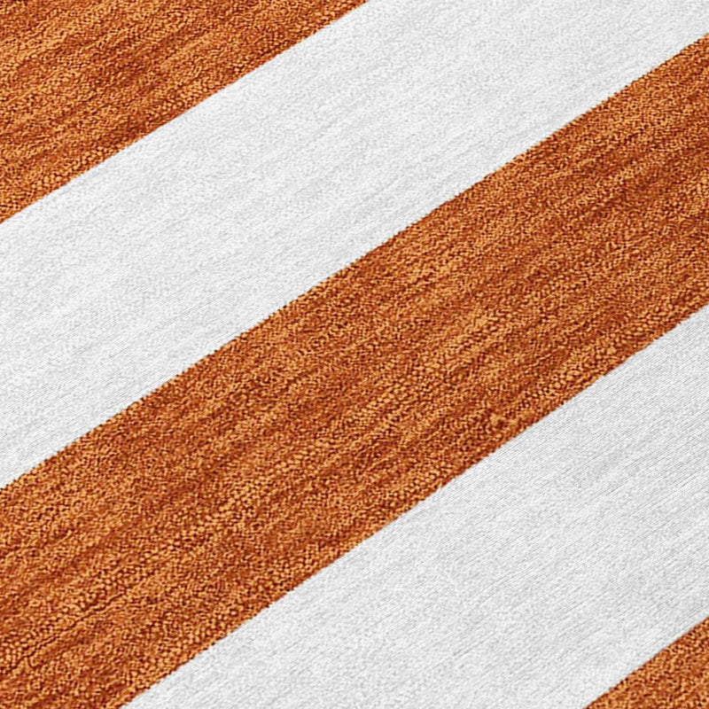 8' Runner Orange Striped Washable Non Skid Indoor Outdoor Runner Rug