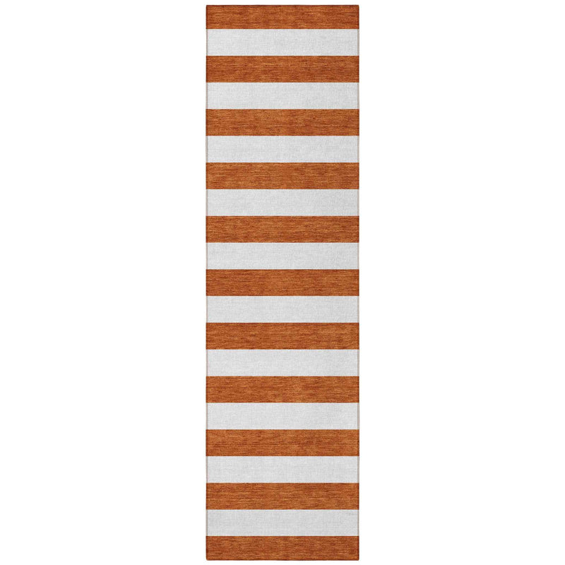 8' Runner Orange Striped Washable Non Skid Indoor Outdoor Runner Rug