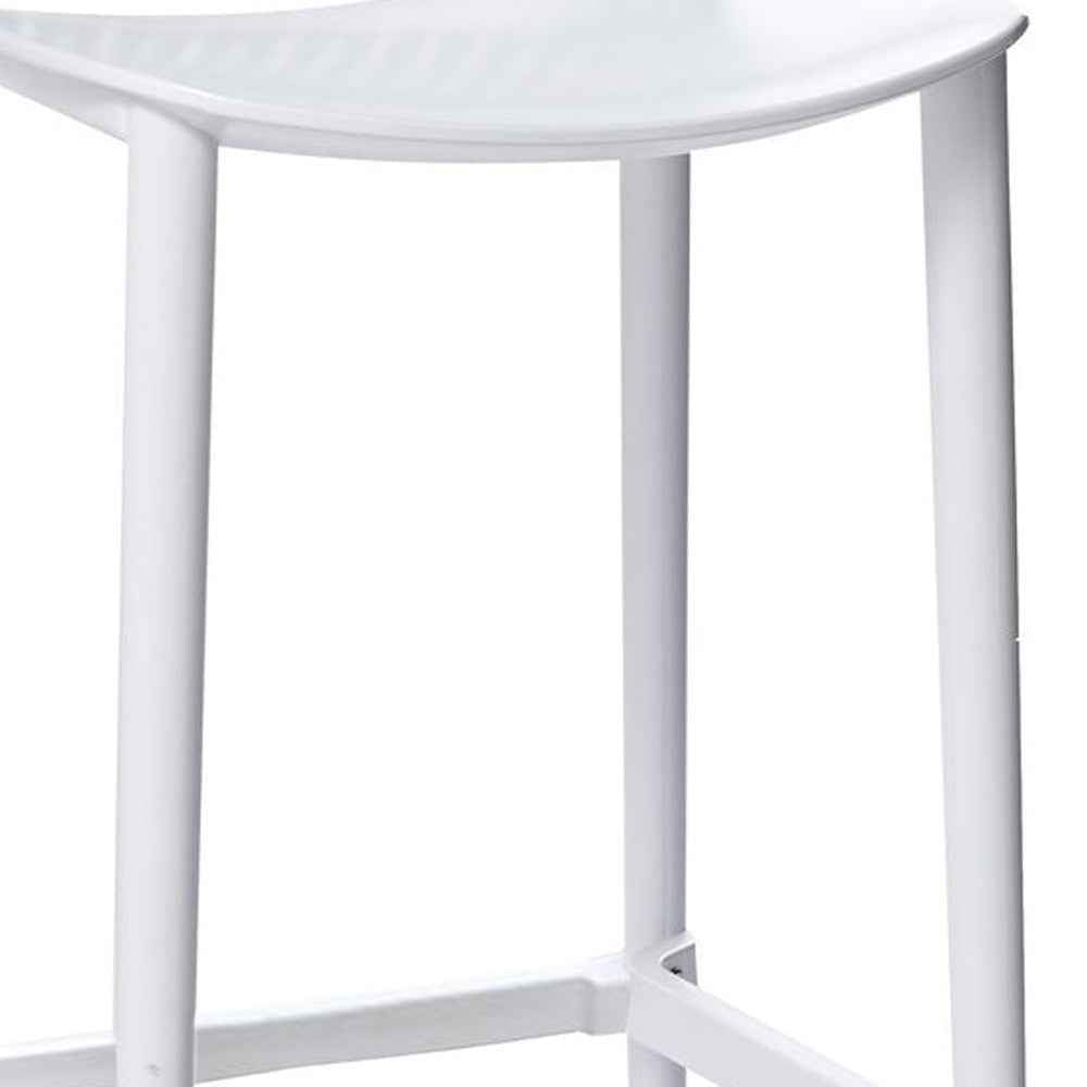 Set of Four 26" White Heavy Duty Plastic Low Back Counter Height Bar Chairs