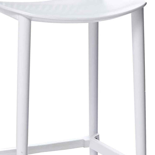 Set of Four 26" White Heavy Duty Plastic Low Back Counter Height Bar Chairs