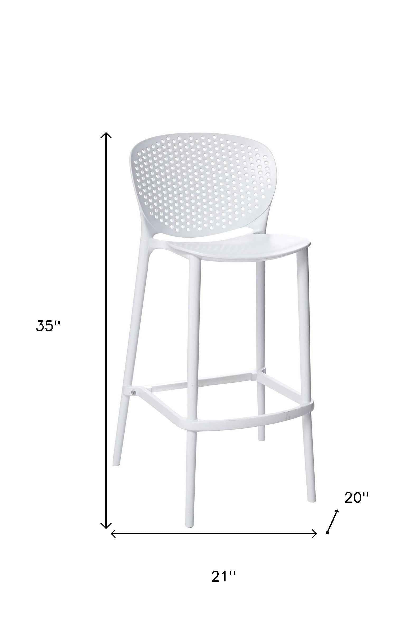 Set of Four 26" White Heavy Duty Plastic Low Back Counter Height Bar Chairs