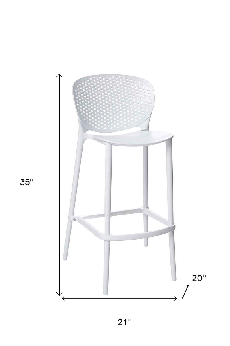 Set of Four 26" White Heavy Duty Plastic Low Back Counter Height Bar Chairs