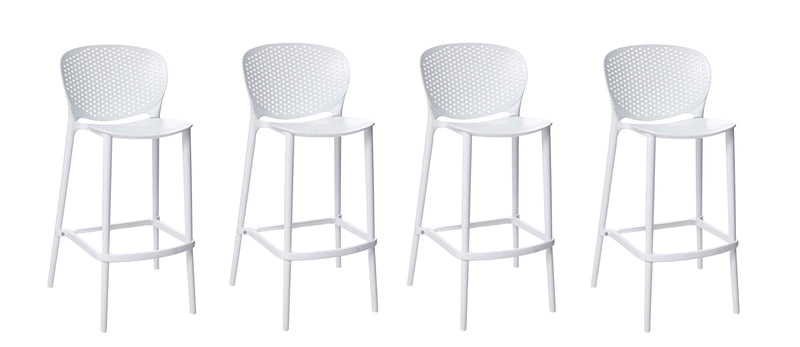 Set of Four 26" White Heavy Duty Plastic Low Back Counter Height Bar Chairs