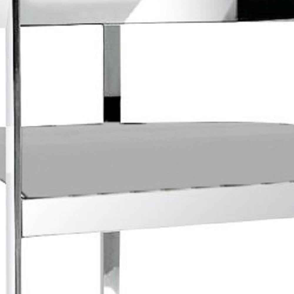 26" Gray and Silver Velvet and Stainless Steel Low Back Counter Height Bar Chair