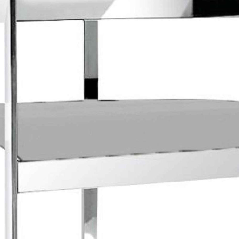 26" Gray and Silver Velvet and Stainless Steel Low Back Counter Height Bar Chair