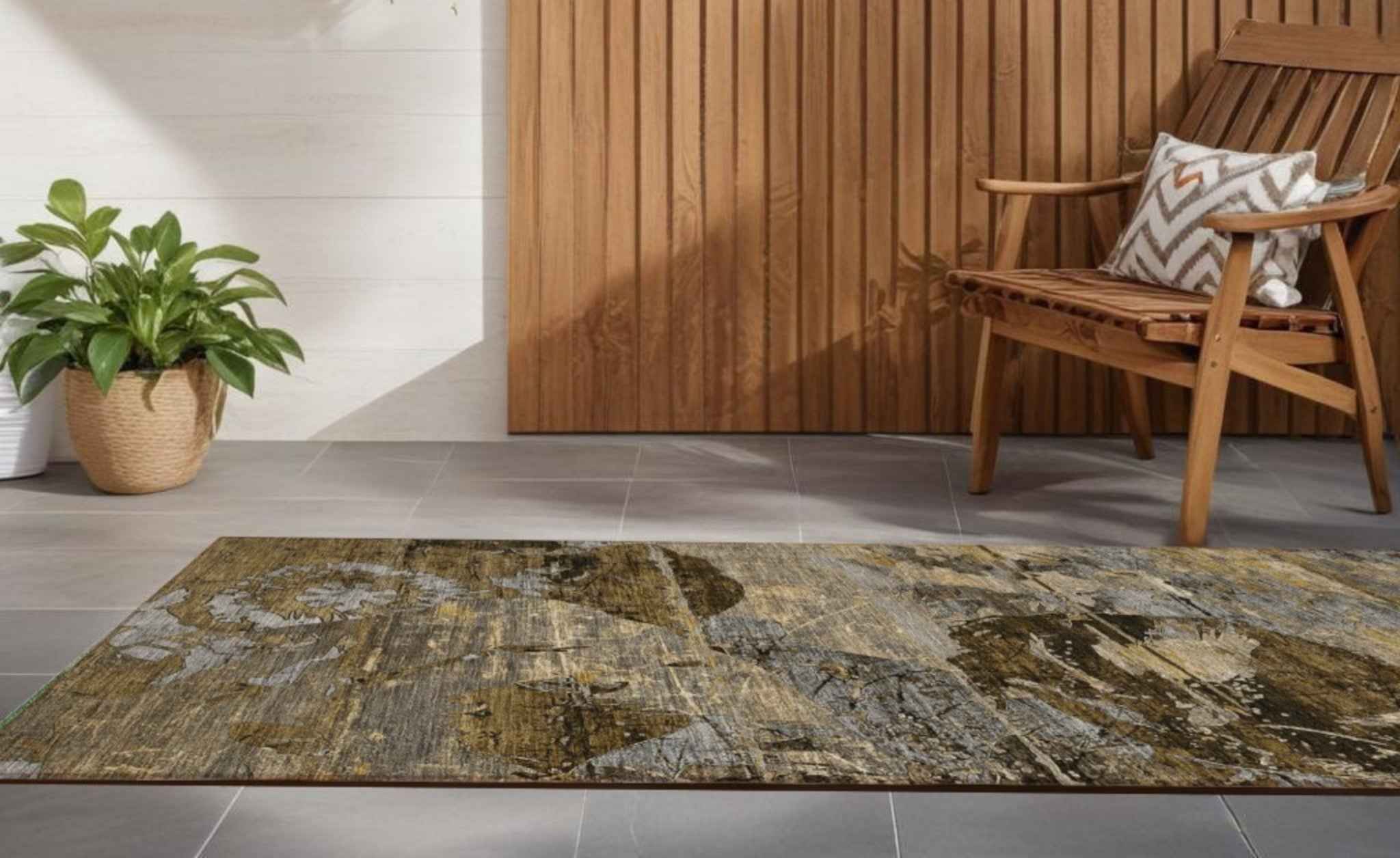 2' X 8' Brown Terracotta and Gray Abstract Washable Indoor Outdoor Runner Rug