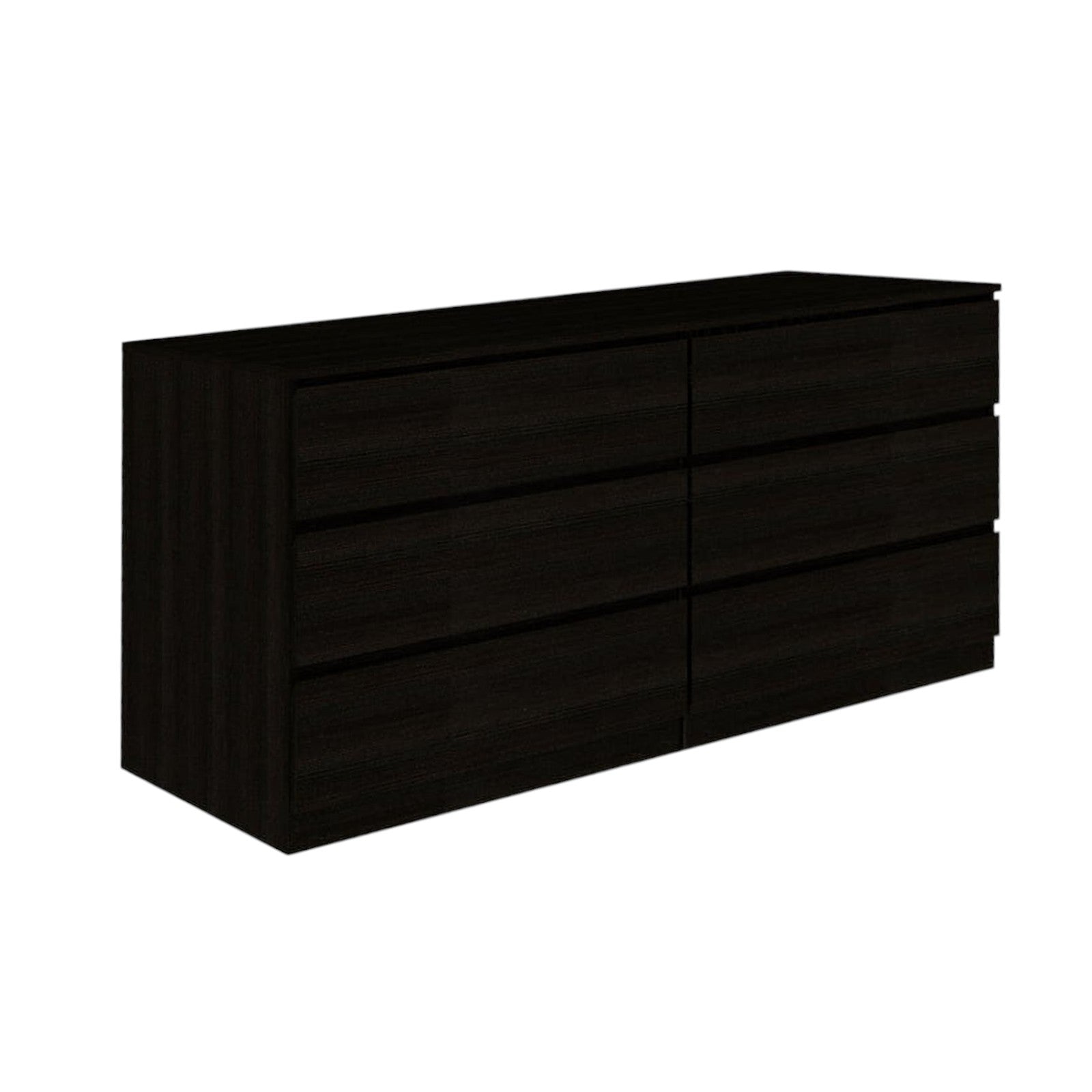 Black dresser with four drawers and smooth panel sides