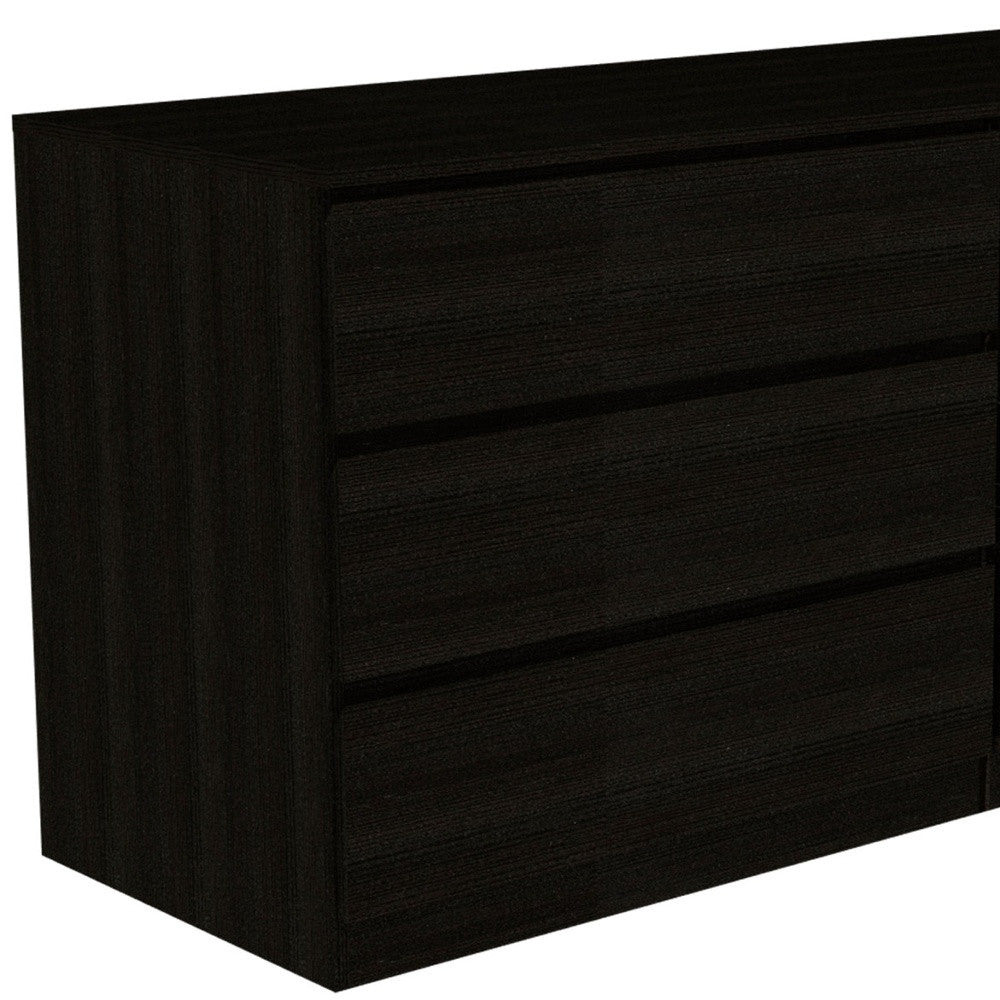 Black wooden dresser drawer front with horizontal panel detailing