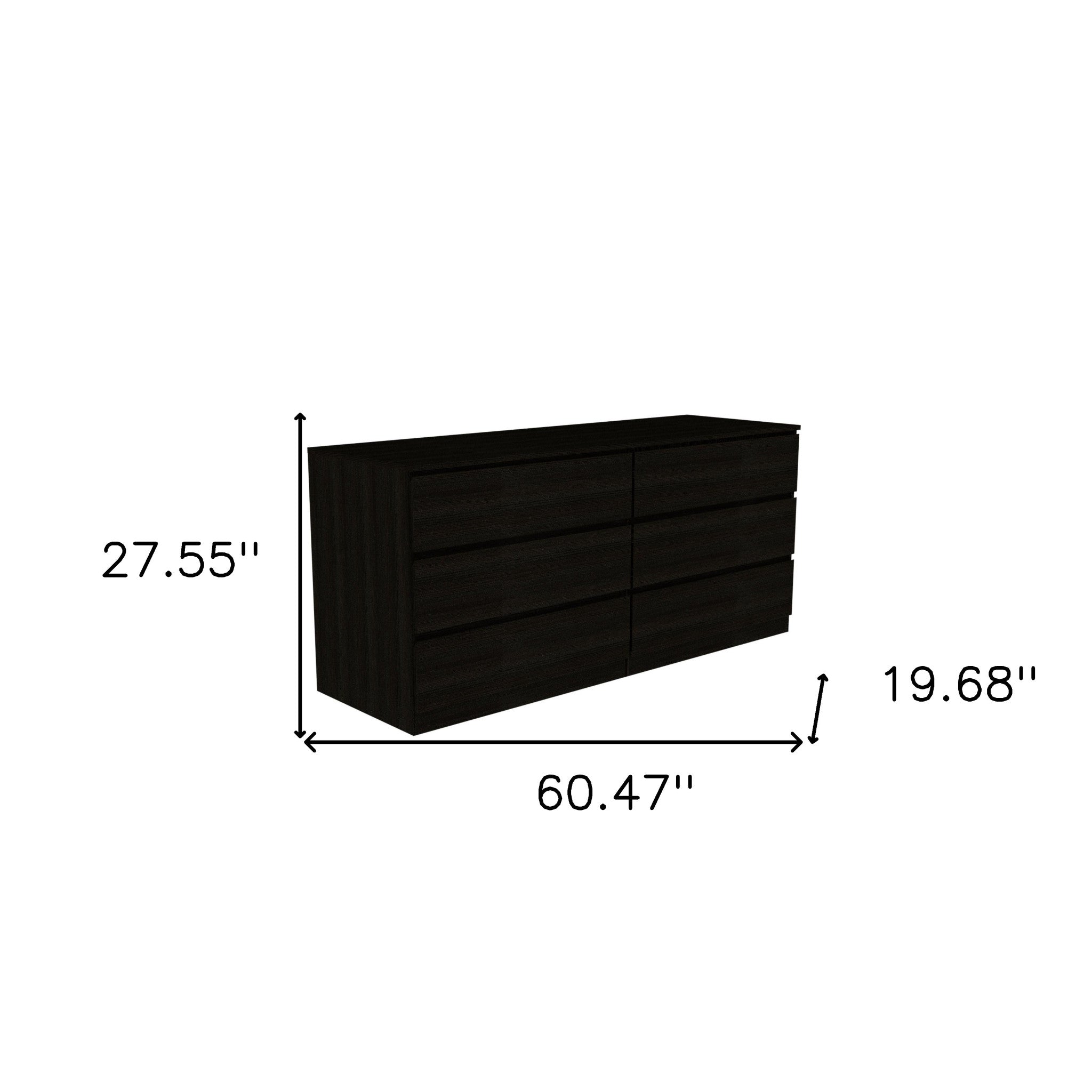 Black dresser cabinet with four drawers, 60.47 in wide
