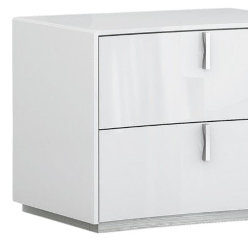 18" White Two Drawers Manufactured Wood Nightstand - Bed & Bath