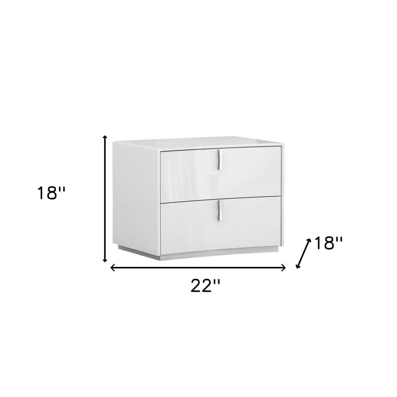 18" White Two Drawers Manufactured Wood Nightstand - Bed & Bath