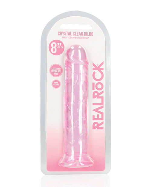 Shots Realrock Crystal Clear 8" Straight Dildo W/suction Cup - Pink - GreatEagleInc