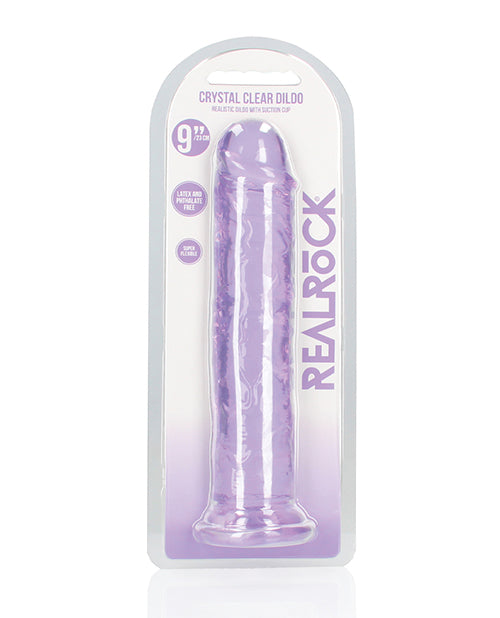 Shots Realrock Crystal Clear 9" Straight Dildo W/suction Cup - Purple - GreatEagleInc
