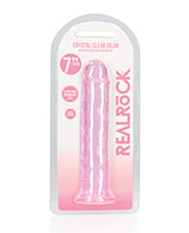 Shots Realrock Crystal Clear 7" Straight Dildo W/suction Cup - Pink - GreatEagleInc