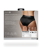 Shots Ouch Vibrating Strap On High-cut Brief - Black - GreatEagleInc