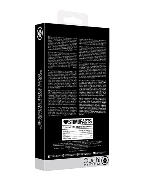 Shots Ouch Puppy Play Silicone Bone Gag - Black - GreatEagleInc