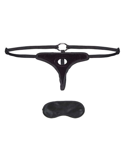 Lux Fetish Velvet Bikini Strap On - Black - GreatEagleInc