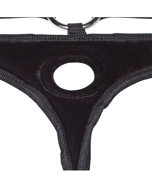 Lux Fetish Velvet Bikini Strap On - Black - GreatEagleInc