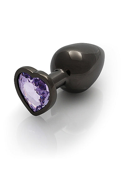 Heart Gem Butt Plug Gunmetal Amethyst - GreatEagleInc