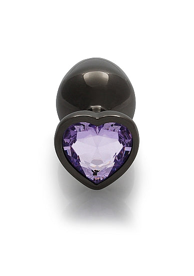 Heart Gem Butt Plug Gunmetal Amethyst - GreatEagleInc