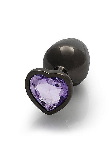 Heart Gem Butt Plug Gunmetal Amethyst - GreatEagleInc