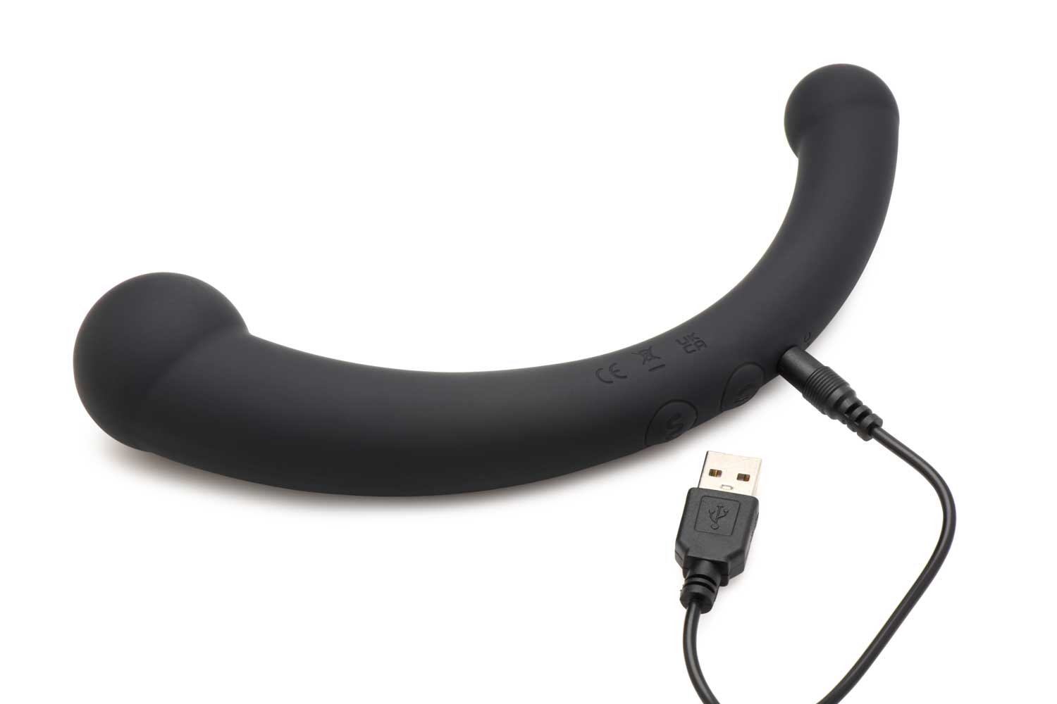 10x Vibra-Crescent Silicone Dual Ended Dildo - Black - Adult Products