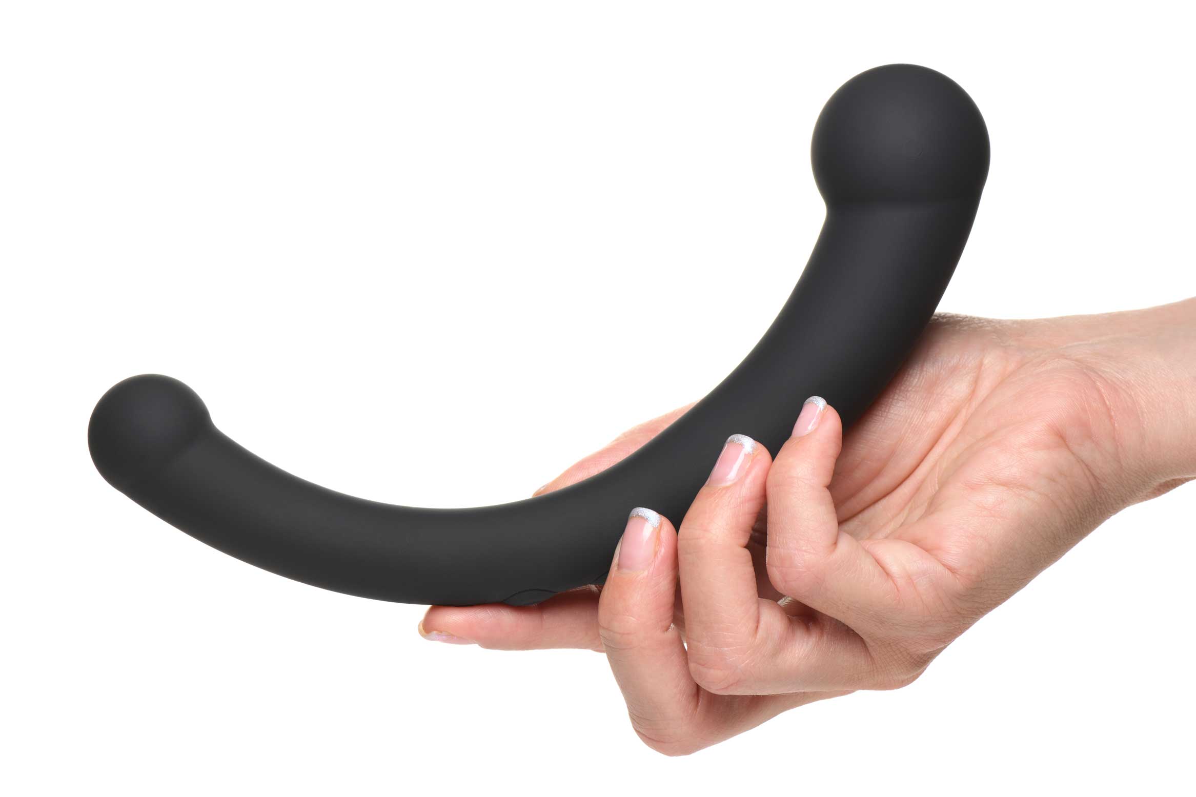 10x Vibra-Crescent Silicone Dual Ended Dildo - Black - Adult Products