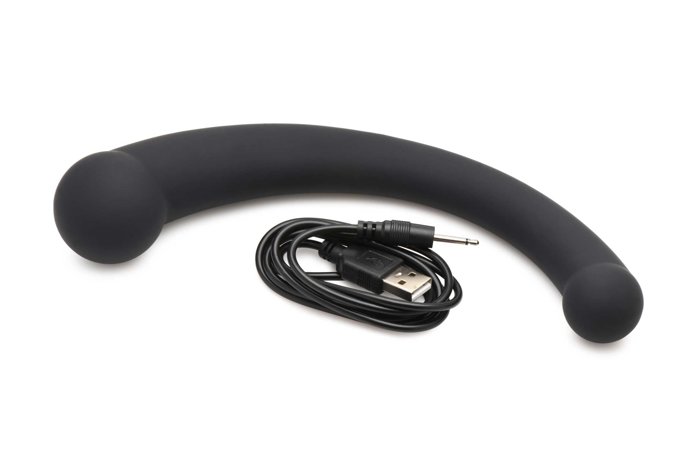 10x Vibra-Crescent Silicone Dual Ended Dildo - Black - Adult Products