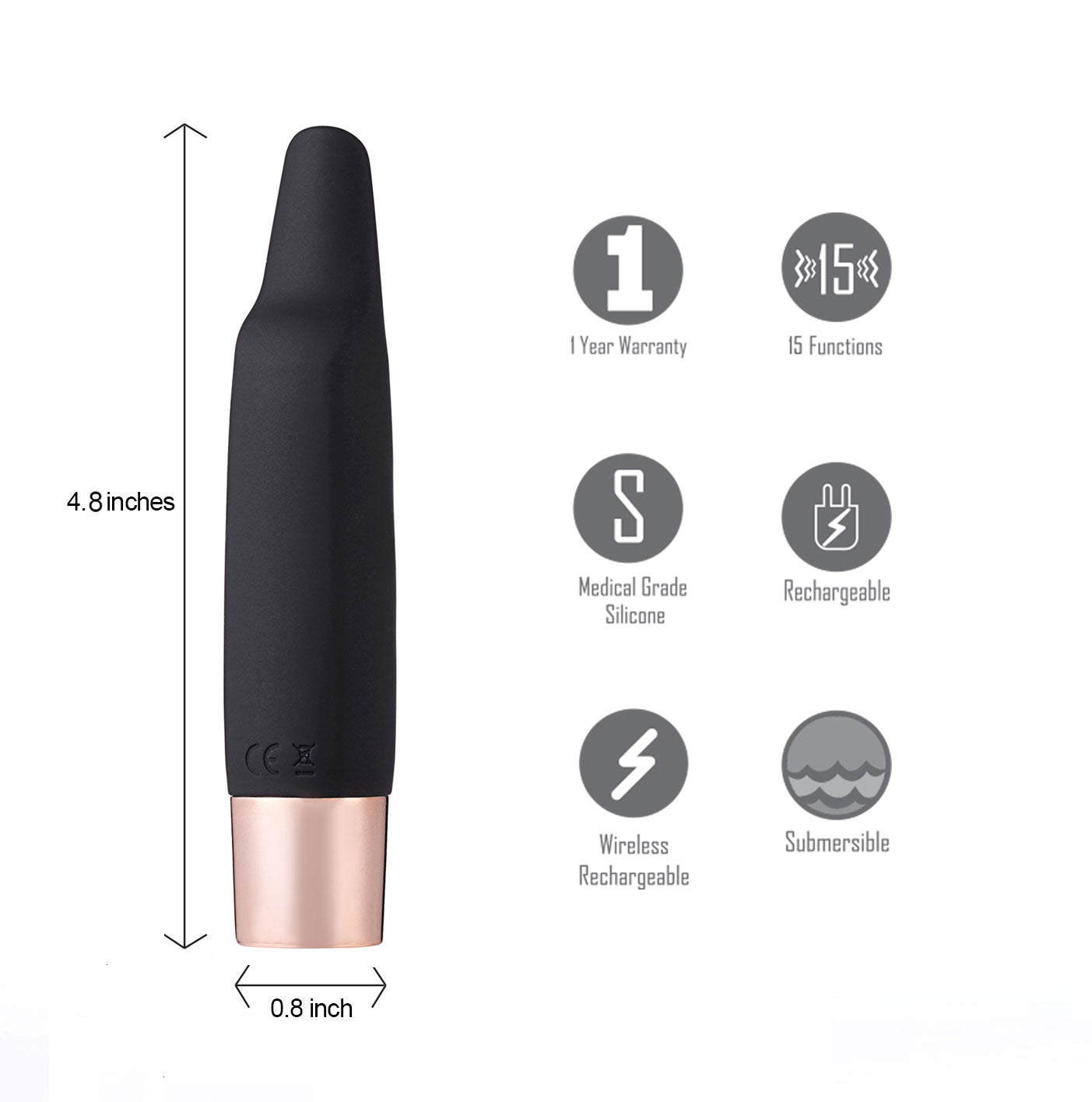 Aspen 15-Function Rechargeable Wireless Flickering Tip Vibrator - Black - GreatEagleInc