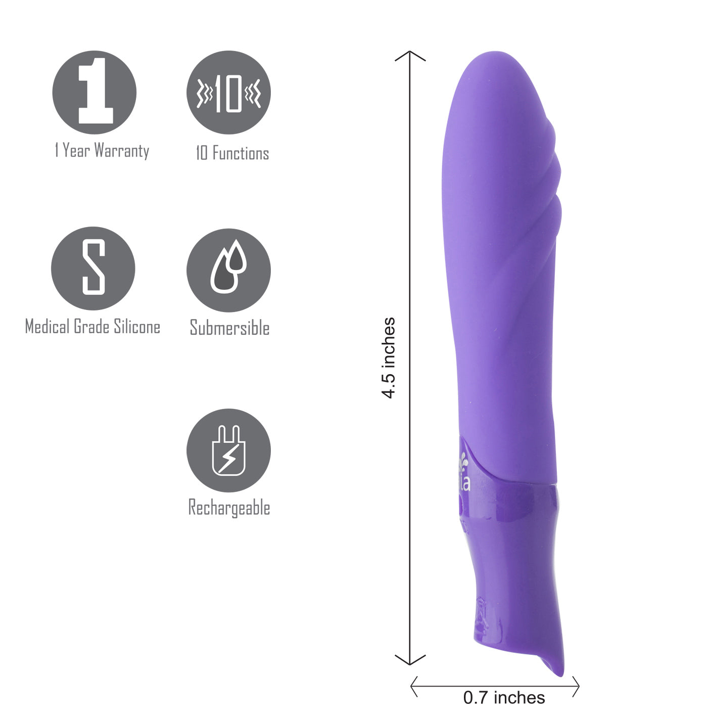 Margo Silicone Textured Bullet Vibrator - Neon  Purple - GreatEagleInc