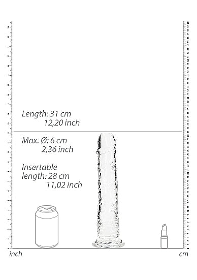 Realrock Realistic Straight Dildo 11in Transparent - GreatEagleInc