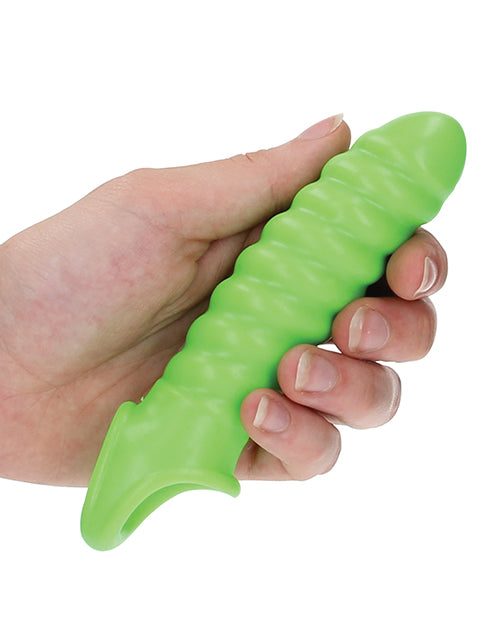Shots Ouch Swirl Stretchy Penis Sleeve - Glow In The Dark - GreatEagleInc
