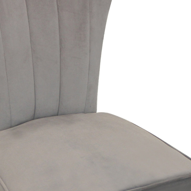 Set of Two Gray And Brown Upholstered Velvet Dining Parsons Chairs - Kitchen & Dining