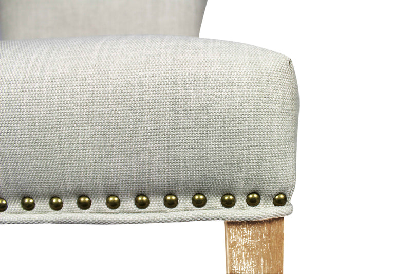 Set of Two Ivory and Natural Upholstered Fabric Dining Parsons Chairs - Kitchen & Dining