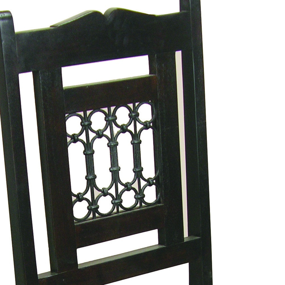 Dark Brown Metal and Wood Slat Back Dining Side Chair - Kitchen & Dining